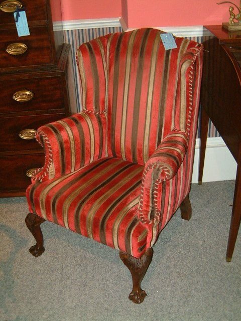 19th Century Wing Chair with Ball & Claw Feet