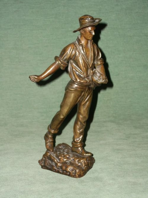 19th Century Bronze Figure of a Peasant Sowing Signed “Bastiane” with “Bronze Garanti” Stamp