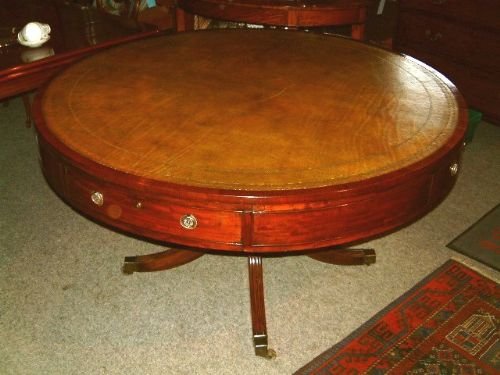 Regency Period Mahogany Revolving Drum Table with Four Drawers