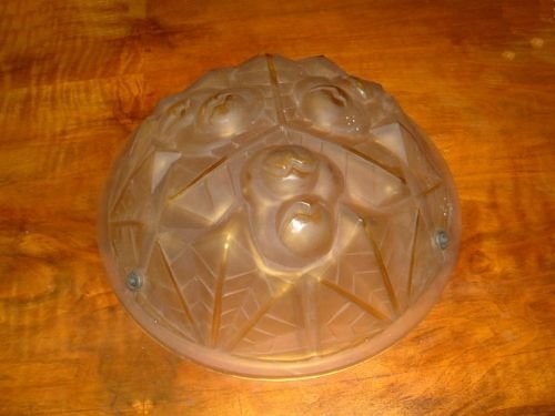 Art Deco Glass Lampshade Signed " Degué "