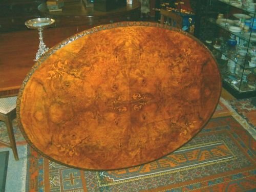 Superbly Inlaid Victorian Burr Walnut Loo/breakfast Table