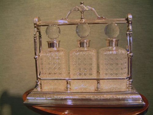 Victorian Silver Plated & Silver Collared Tantalus by Fenton Bros Sheffield
