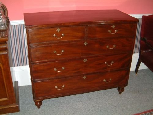 George 3rd Mahogany Chest of Drawers on Original Turned  Feet