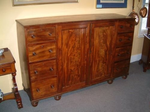 Early Victorian Mahogany Low Linen Press
