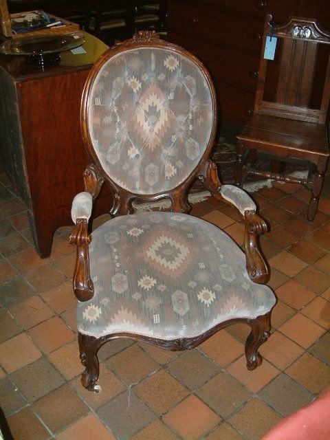 Mid Victorian Walnut Armchair