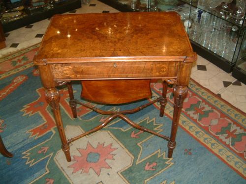 Victorian Burr Walnut & Inlaid Work Table