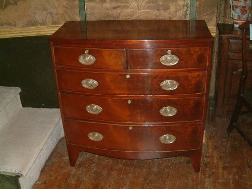 19th Century Mahogany Bow Front Chest of Drawers