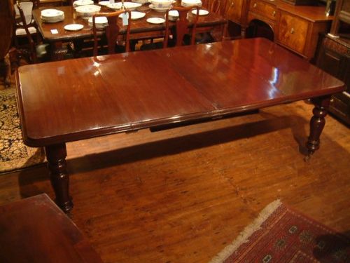 William 4th Mahogany Extending Dining Table with Original Leaves & Brass Forks