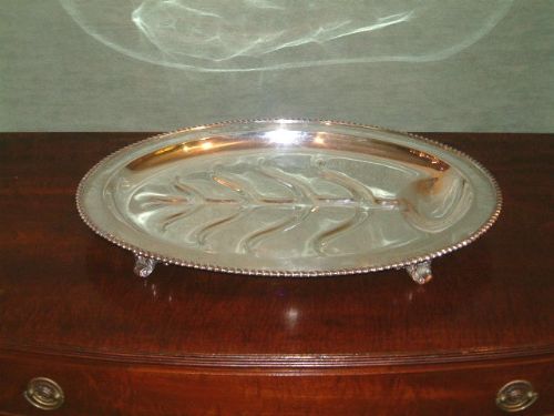19th Century Silver Plated on Copper Oval Meat Platter Stamped “Crescent”