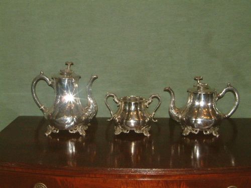 19th Century Silver Plated 3 Piece Tea & Coffee Service