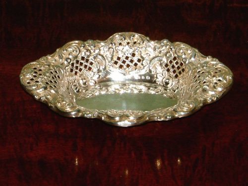 Heavy Hallmarked Silver Bon Bon Dish C.1895