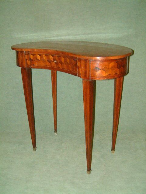 19th Century Kidney Shaped Parquetry Side Table with Drawer