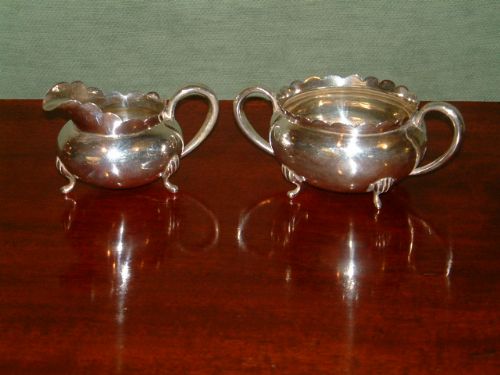 Scottish Hallmarked Silver Sugar Bowl & Cream Jug Edinburgh C. 1892