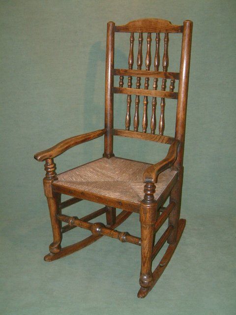 19th Century Oak & Elm Ladder Back Rocking Chair