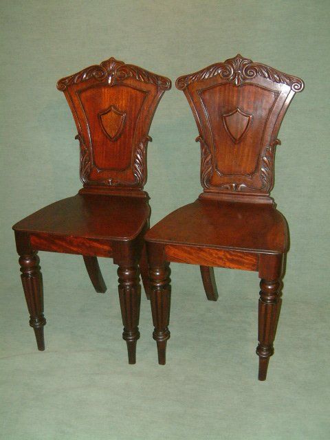 A Good Pair of William Ivth Mahogany  Hall Chairs