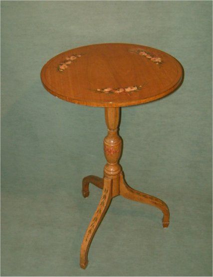 Edwardian Satinwood Pedestal Table with Painted Decoration