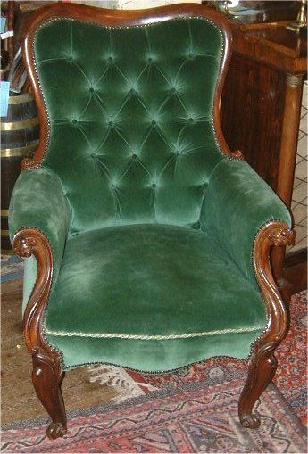Victorian Carved Mahogany Frame Upholstered Chair
