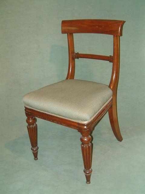 Set of 6 William Ivth Mahogany Dining Chairs with Reeded Legs