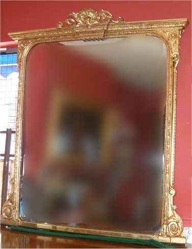Large Gilt Victorian Overmantle Mirror Superb Carved Detail