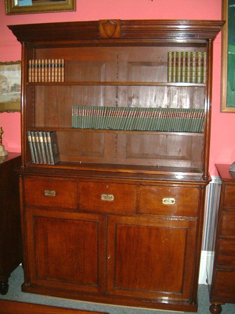 Victorian Oak & Mahogany Military Style Bookcase.