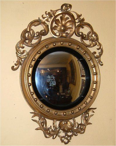 Giltwood & Carved 19thc Convex Mirror
