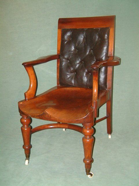 Superb 19th Century Mahogany Library Desk Chair.