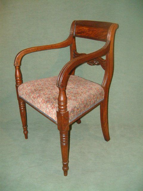Set of 6 Regency Mahogany Dining Chairs with 1 Carver