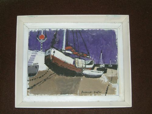 Frederick Griffin Oil on Board “Boats Instow Devon”c.1959