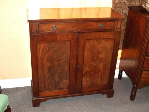 19th C. Mahogany Side Cabinet with Baize Lined Drawer for Cutlery Etc.