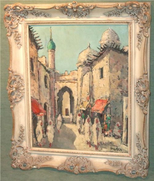 1930’S Oil on Canvas “Old Tangier”signed: Marco and Inscribed in Pencil on Rear of Frame