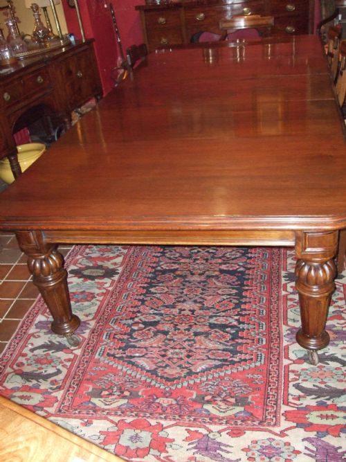 19thc Oak Wind Out Dining Table with 3 Leaves