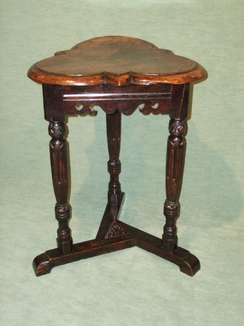 Victorian Elizabethan Style Oak Trefoil Table with Earlier Elements.