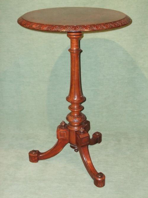 19thc Walnut Occasional Table with Carved Decoration