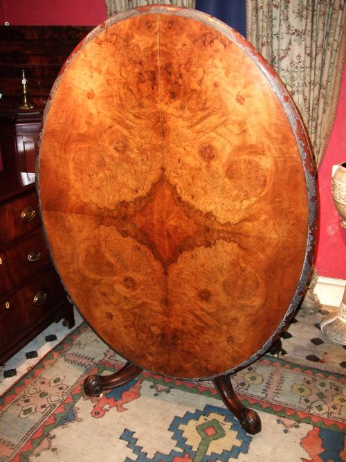 Victorian Burr Walnut Oval Breakfast Table