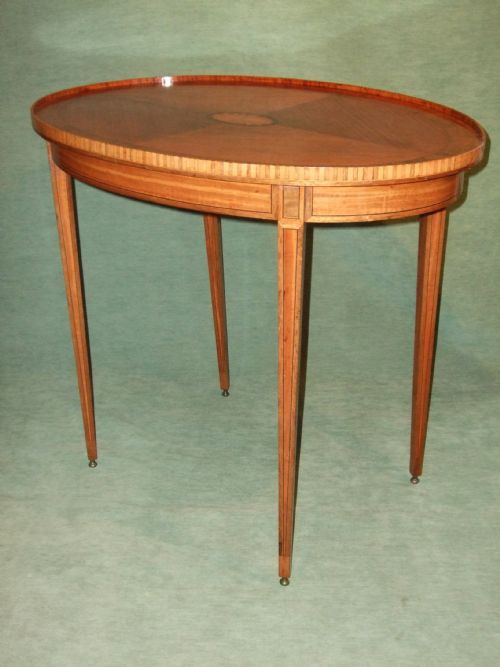 Edwardian Oval Satinwood & Inlaid Occasional Table