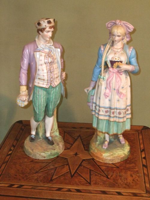 Pair of 19thc Continental Figurines
with Impressed “Lp” Mark

