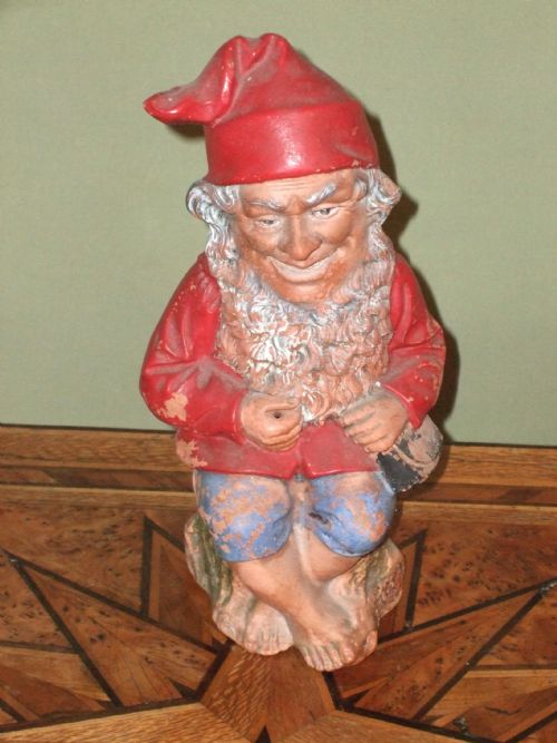 19thc Terracotta Painted Gnome Possibly German