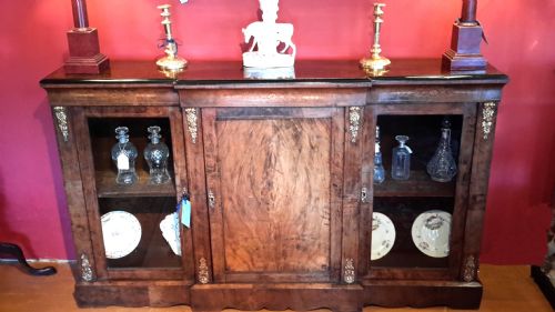 Victorian Walnut & Inlaid Credenza with Gilt Metal Mounts