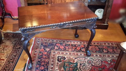 19th Century Irish Mahogany Side Table with Finely Carved Decoration