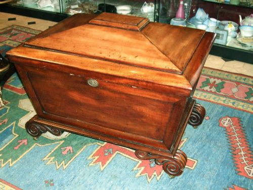William Ivth Mahogany Sarcophagus Shaped Wine Cellaret