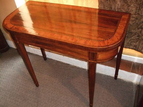 George 3rd Rosewood Satinwood Cross Banded Card Table C.1780