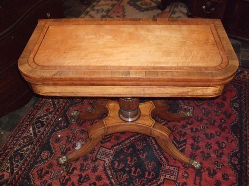 Regency Period Satinwood Rosewood Banded & Satin Birch Card Table C.1815