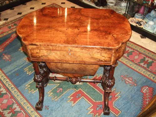 Victorian Burr Walnut & Inlaid Work or Writing Table C.1860