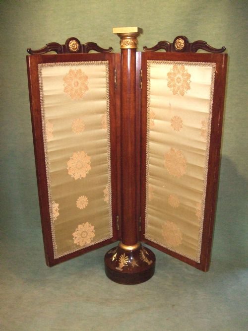French Second Empire Mahogany Fire Screen with Superb Ormolu Mounts and Double Hinged Wings 19thc