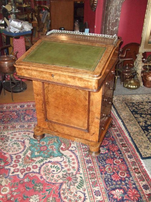 Victorian Burr Walnut Davenport Desk
quality Pierced Brass Gallery.