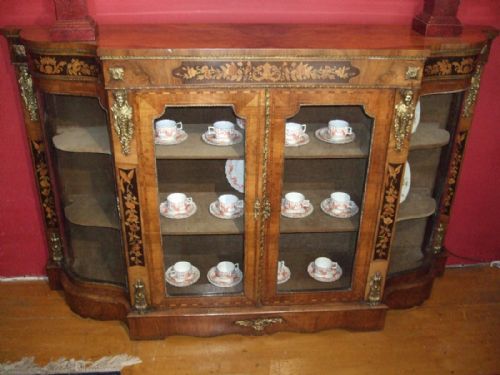 Superb Victorian Marquetry Walnut Credenza with Ormolu Mounts