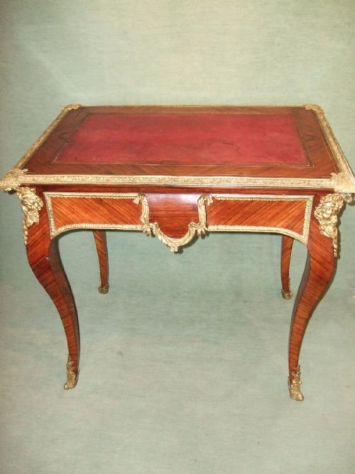 19thc French Kingwood & Ormolu Mounted Bureau Plat with Secret Drawer Opening Catch.