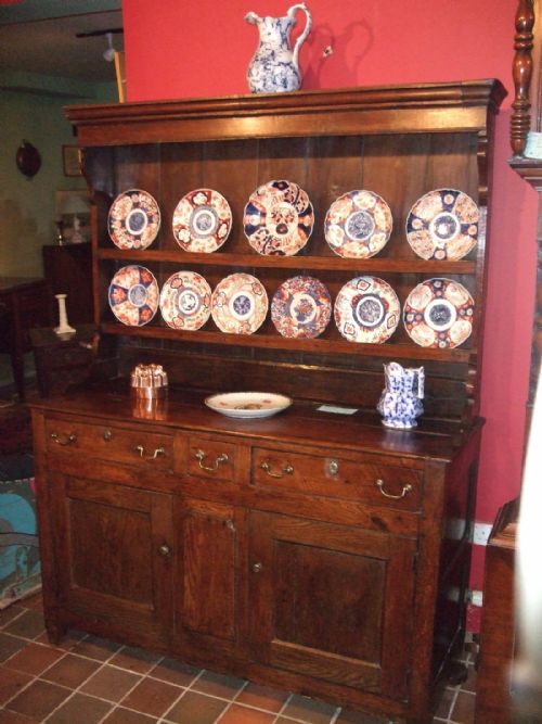 18thc Oak & Fruitwood Dresser with Brass Handles