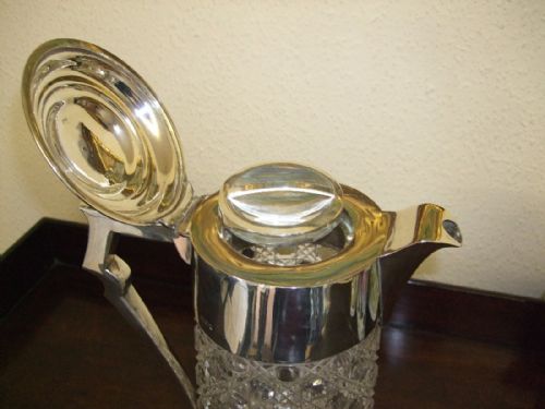 HOBNAIL CUT CRYSTAL SILVER MOUNTED CLARETJUG C1894 LONDON HALLMARKS - ADDITIONAL PHOTO 2