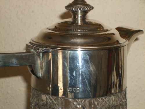 HOBNAIL CUT CRYSTAL SILVER MOUNTED CLARETJUG C1894 LONDON HALLMARKS - ADDITIONAL PHOTO 3